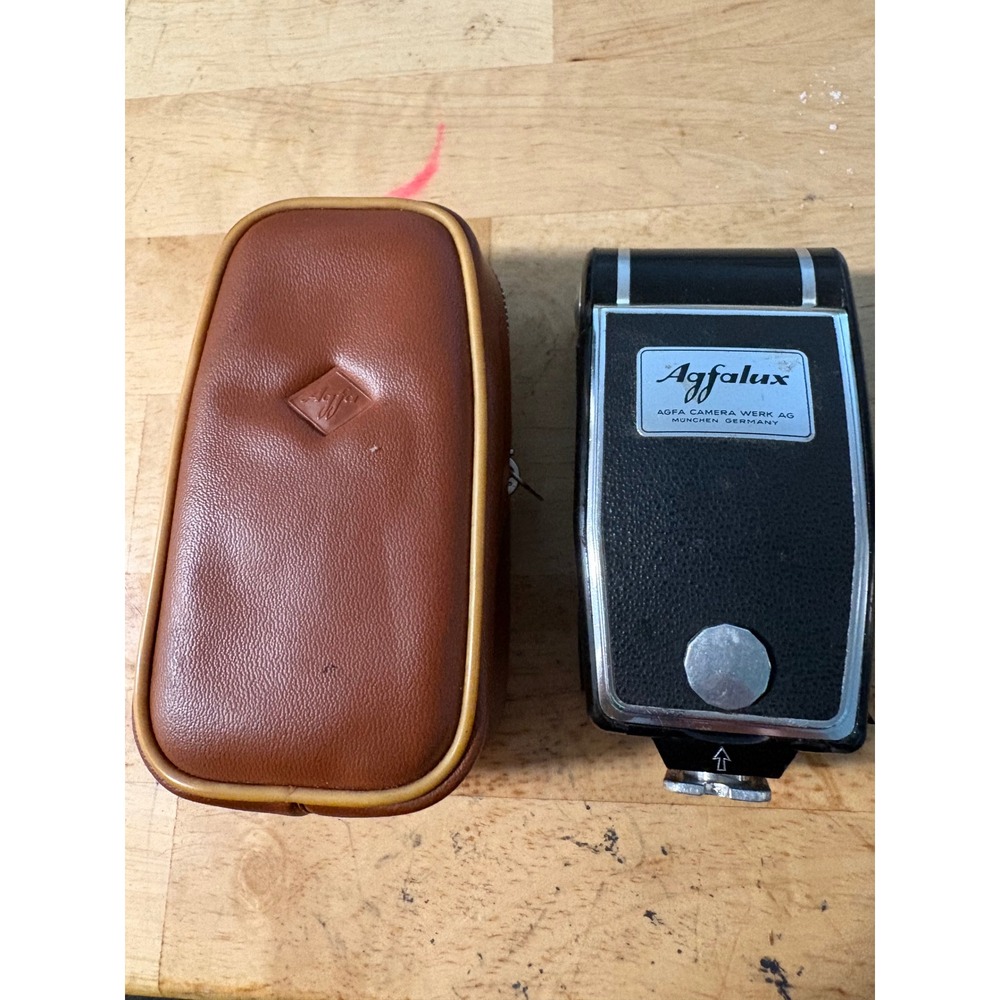 Vintage Agfalux Flash Unit Agfa Camera Werk AG Munchen Germany with Brown Case